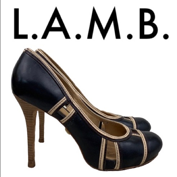 L.A.M.B. Shoes - L.A.M.B. BLACK TAN HEELS SIZE 8 M